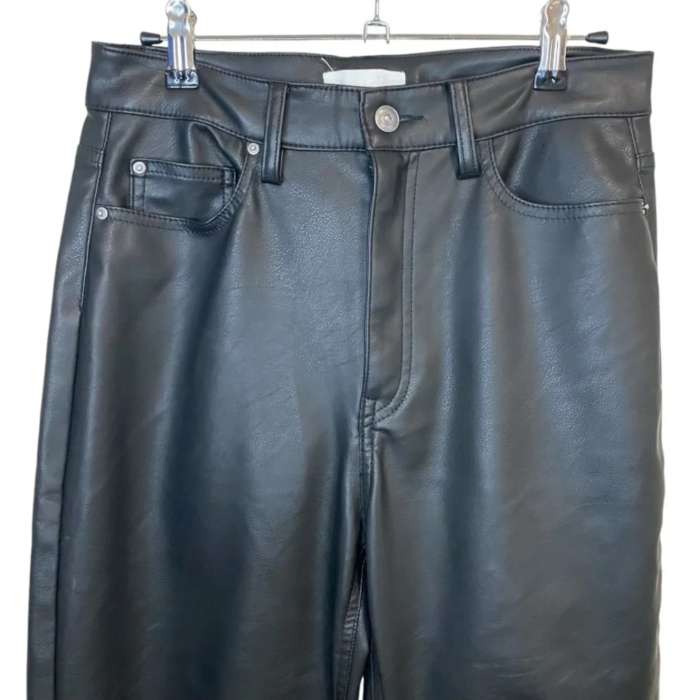 H&M - Black Vegan Leather Wide Leg Belted Pant